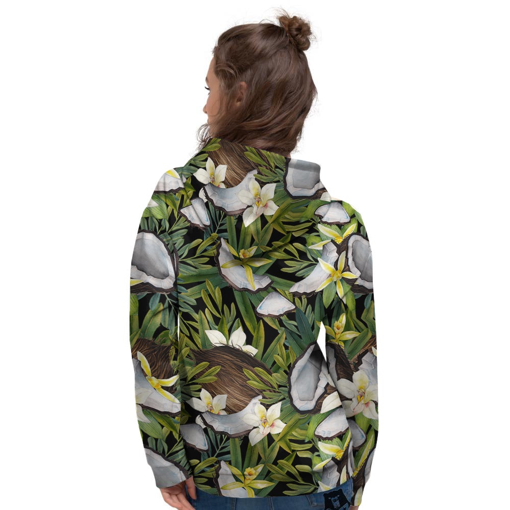 Coconut And Vanilla Flower Print Pattern Women's Hoodie-grizzshop