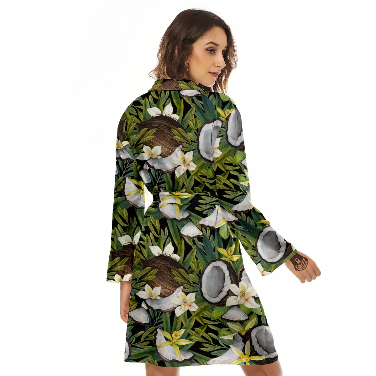 Coconut And Vanilla Flower Print Pattern Women's Robe-grizzshop