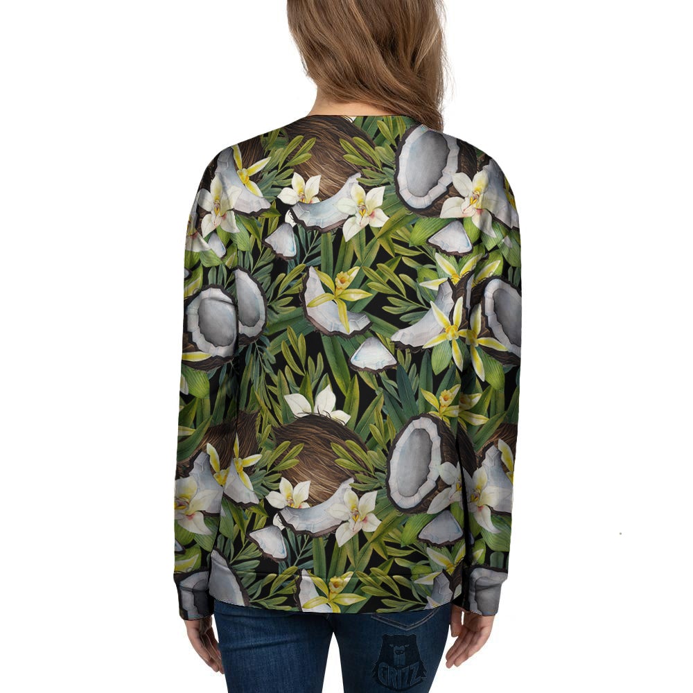 Coconut And Vanilla Flower Print Pattern Women's Sweatshirt-grizzshop
