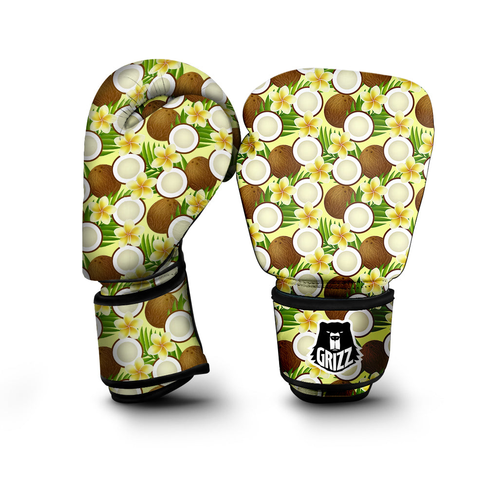 Coconut Beige Print Pattern Boxing Gloves-grizzshop