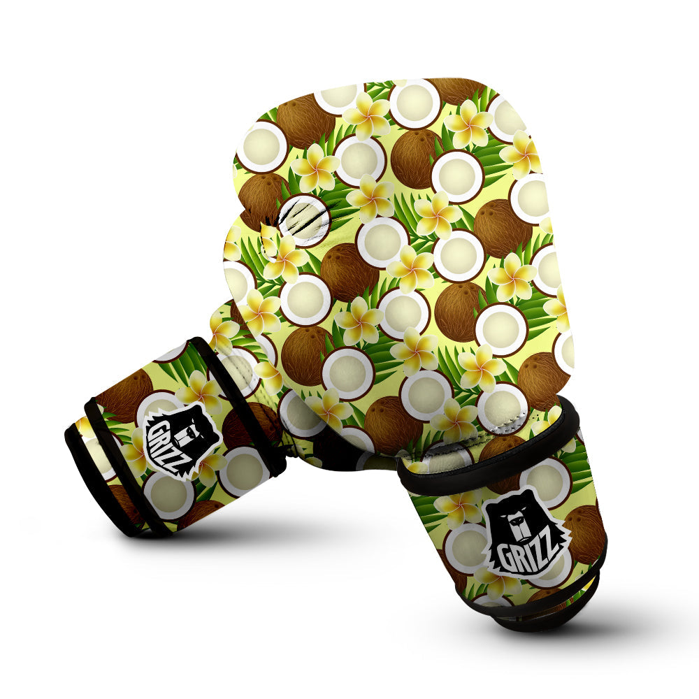 Coconut Beige Print Pattern Boxing Gloves-grizzshop