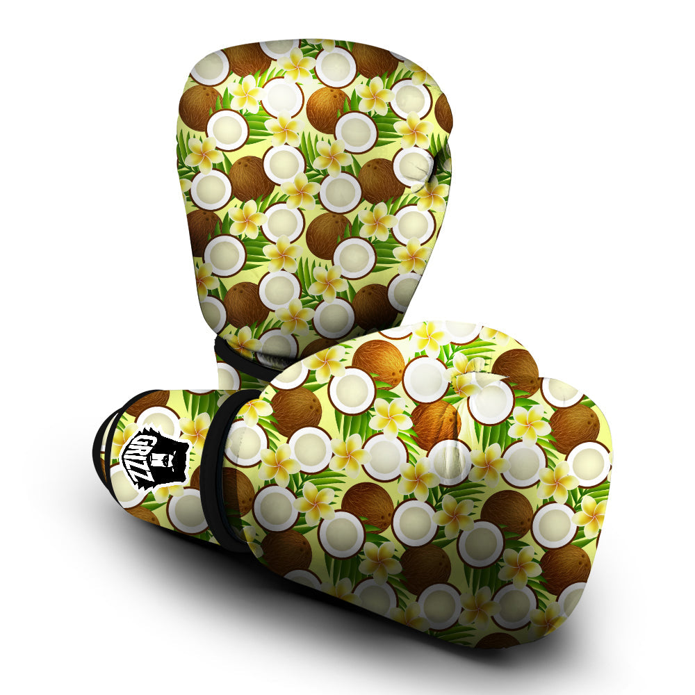 Coconut Beige Print Pattern Boxing Gloves-grizzshop