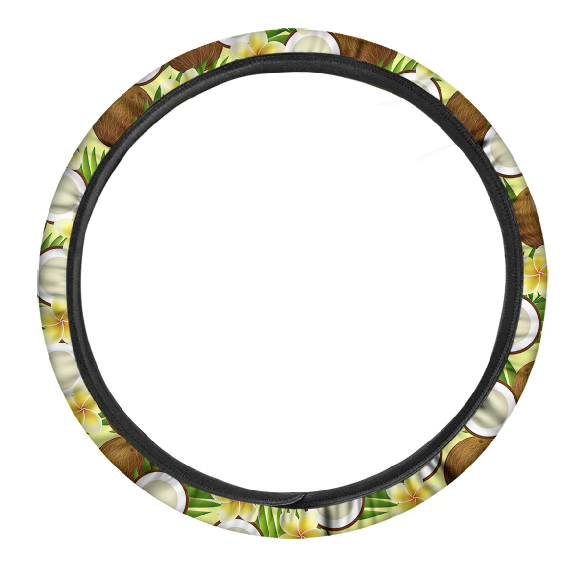 Coconut Beige Print Pattern Car Steering Wheel Cover-grizzshop