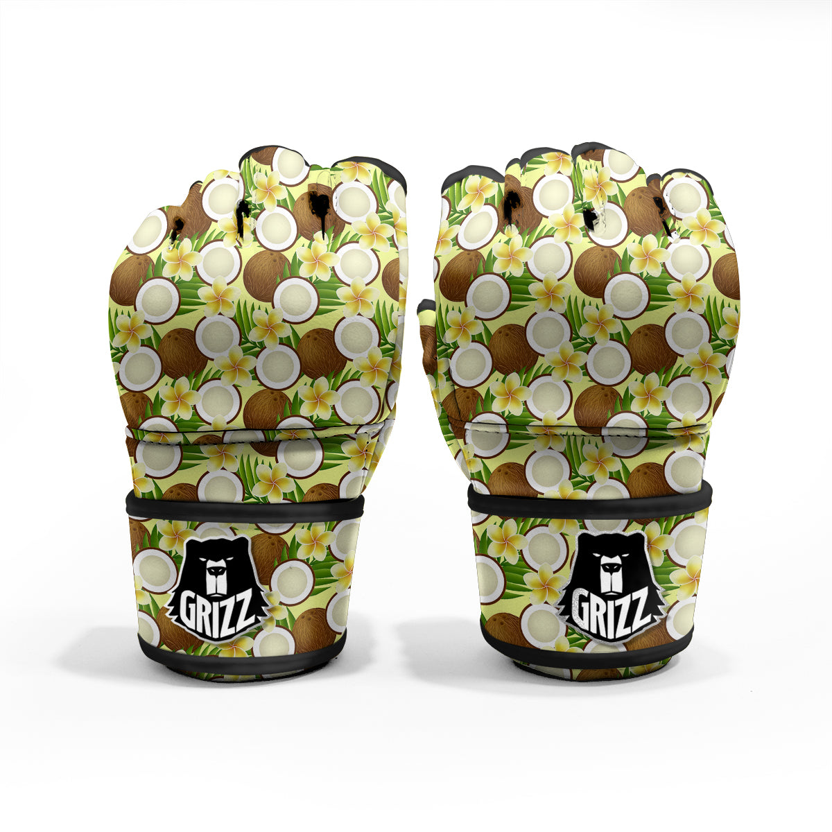 Coconut Beige Print Pattern MMA Gloves-grizzshop