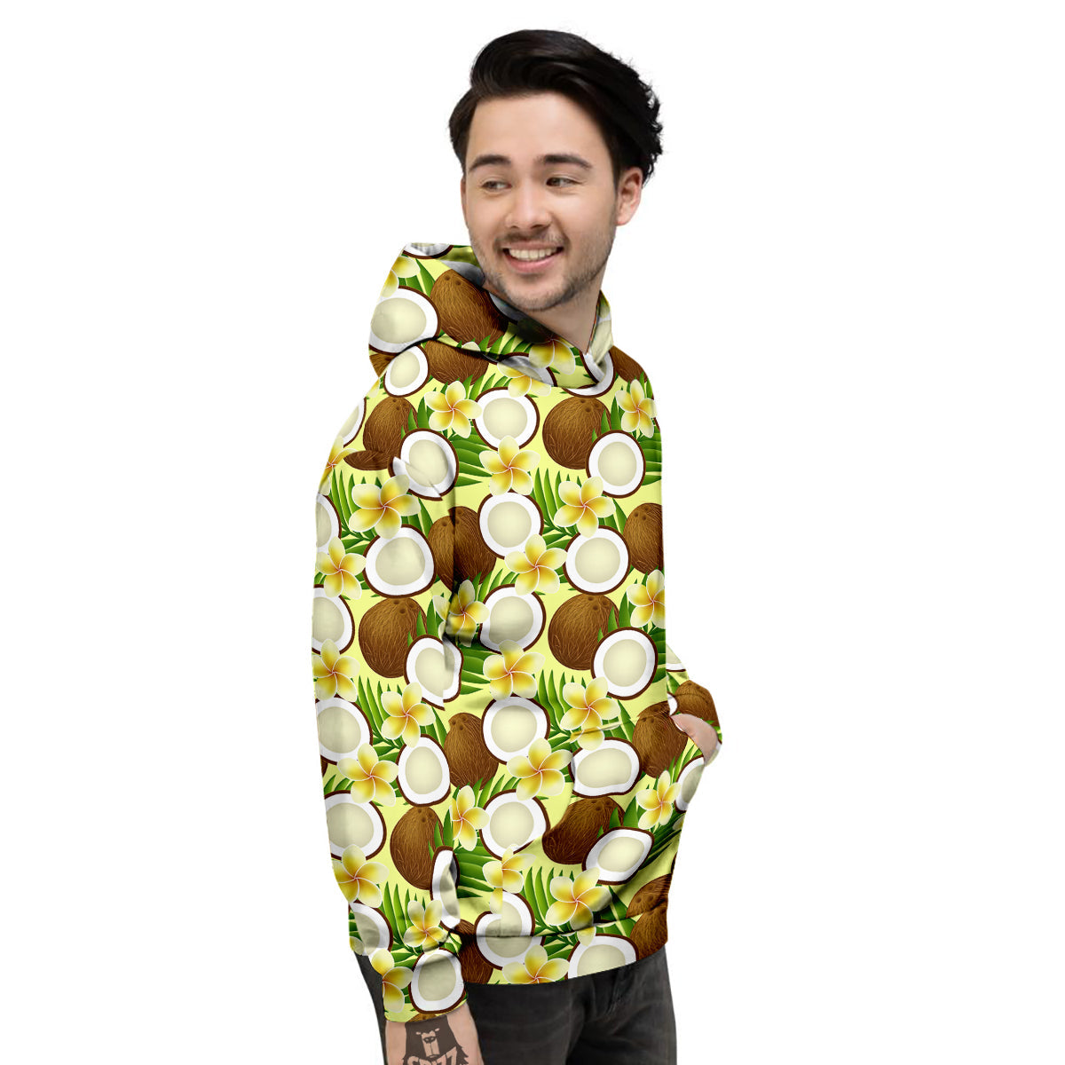 Coconut Beige Print Pattern Men's Hoodie-grizzshop