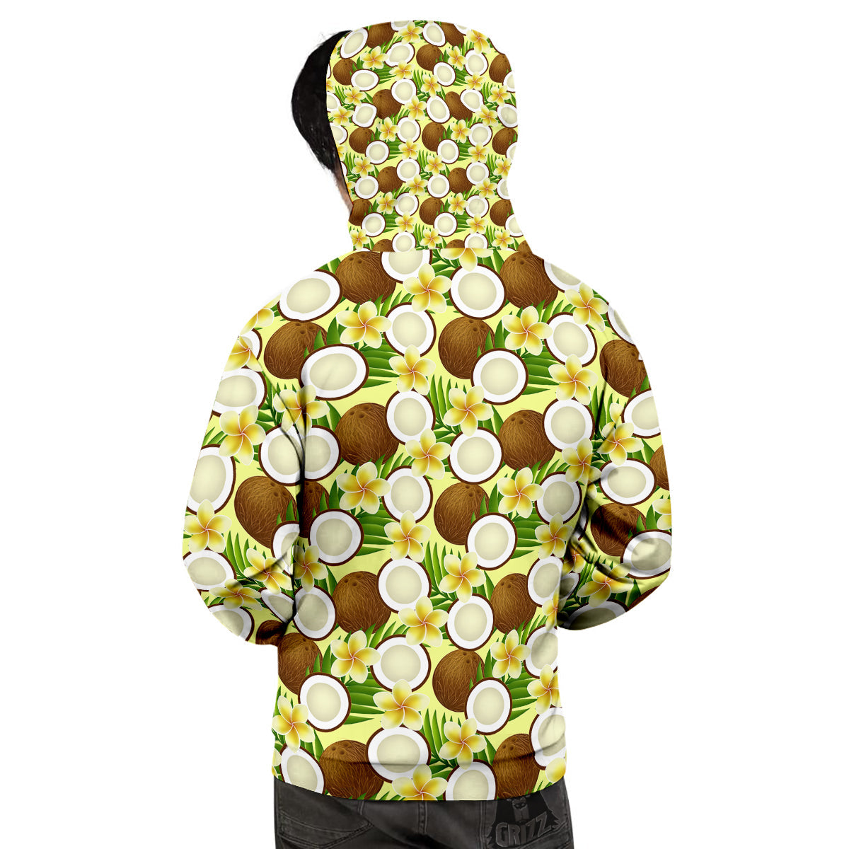 Coconut Beige Print Pattern Men's Hoodie-grizzshop