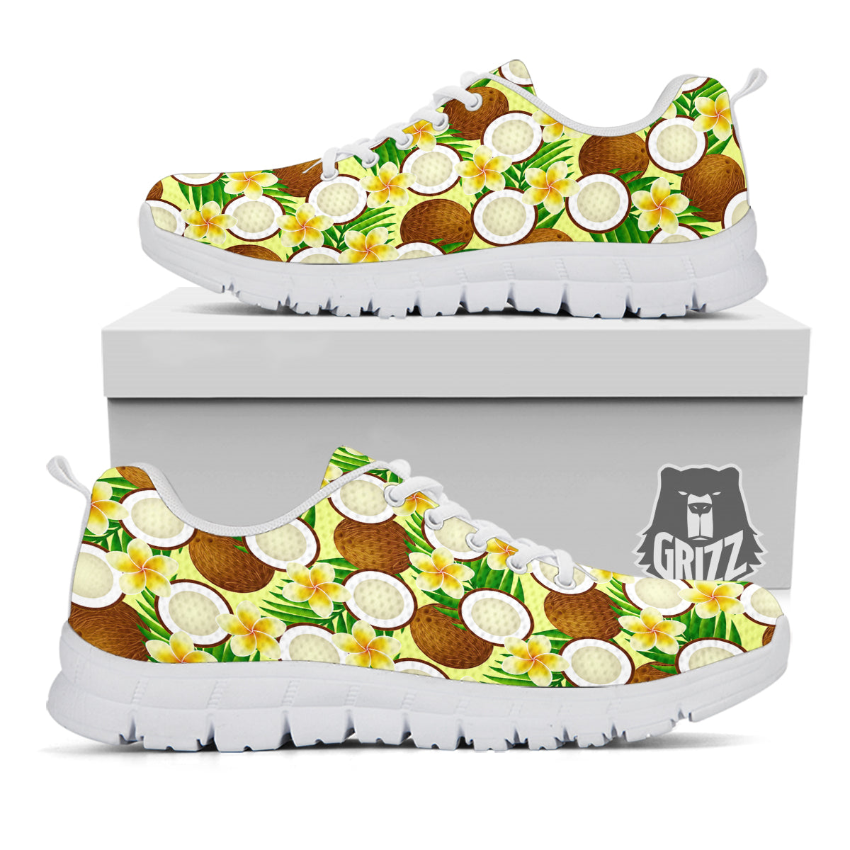 Coconut Beige Print Pattern White Sneaker-grizzshop