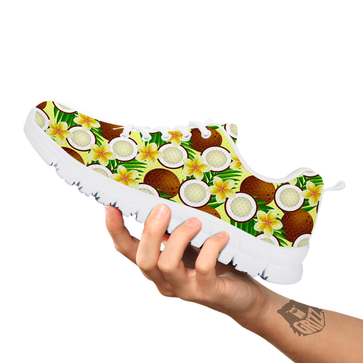 Coconut Beige Print Pattern White Sneaker-grizzshop