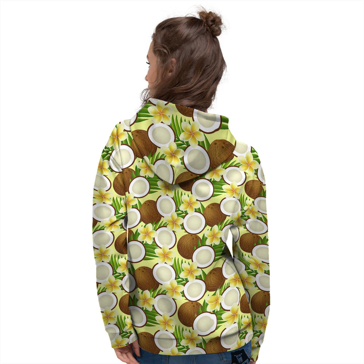 Coconut Beige Print Pattern Women's Hoodie-grizzshop