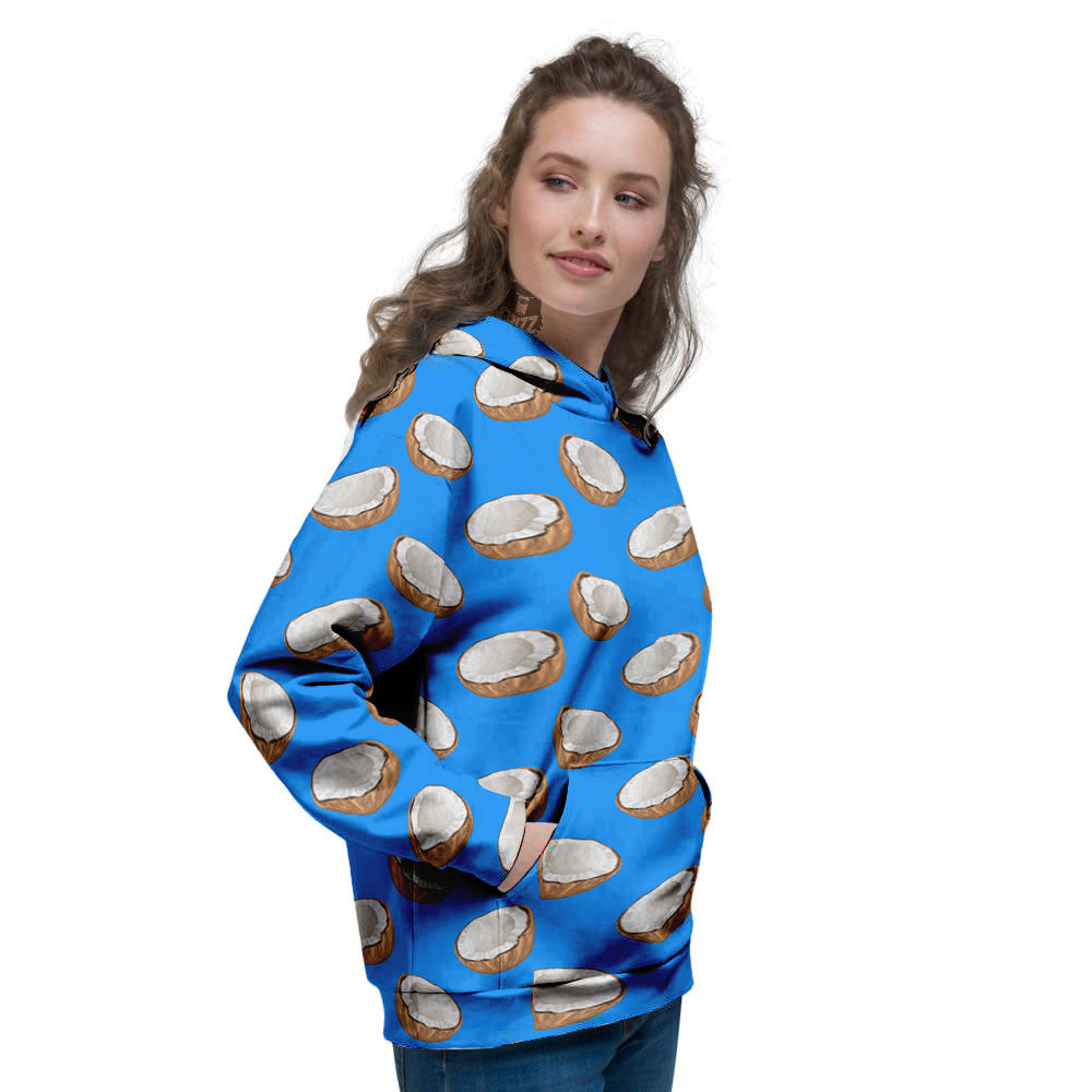 Coconut Blue Print Pattern Women's Hoodie-grizzshop