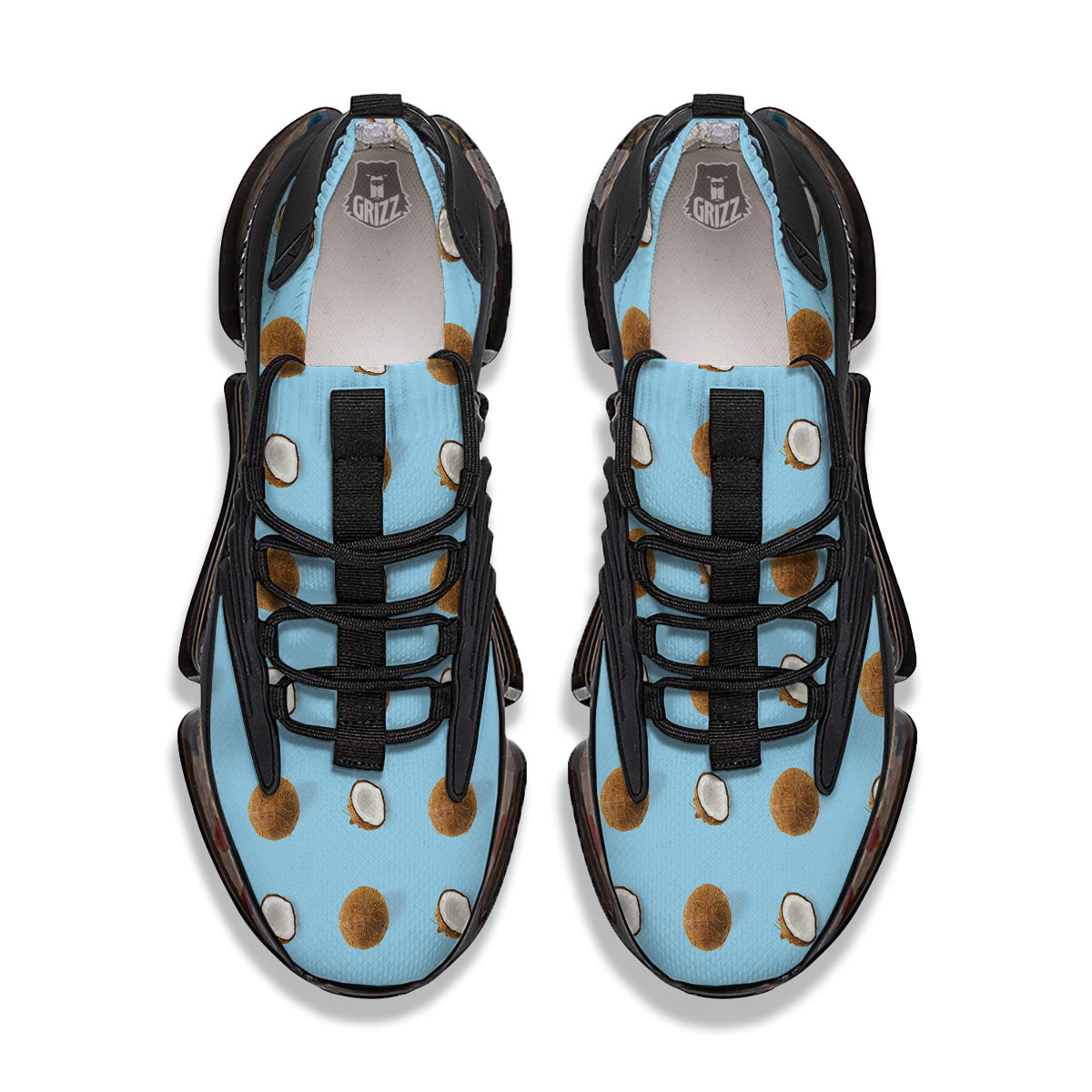 Coconut Blue Summer Print Pattern Black Gym Shoes-grizzshop