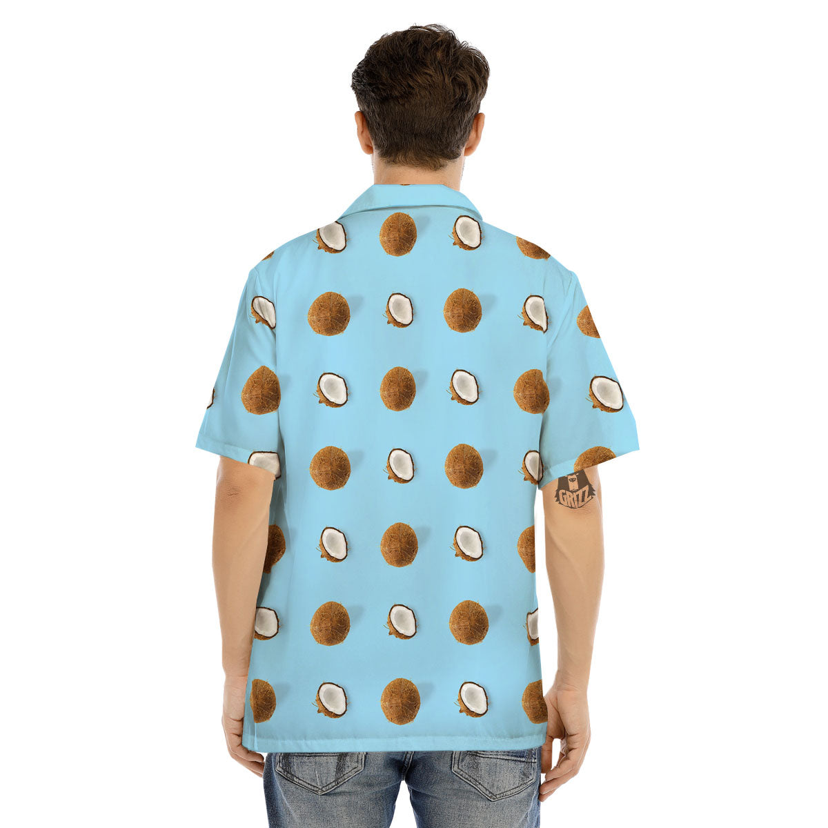 Coconut Blue Summer Print Pattern Men's Hawaiian Shirt-grizzshop