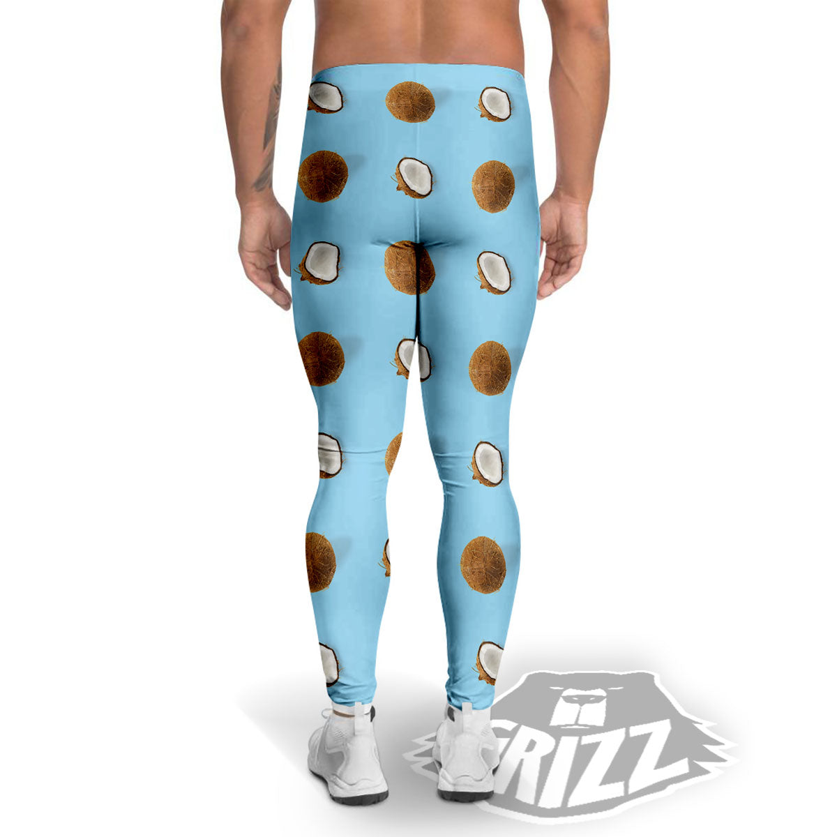 Coconut Blue Summer Print Pattern Men's Leggings-grizzshop