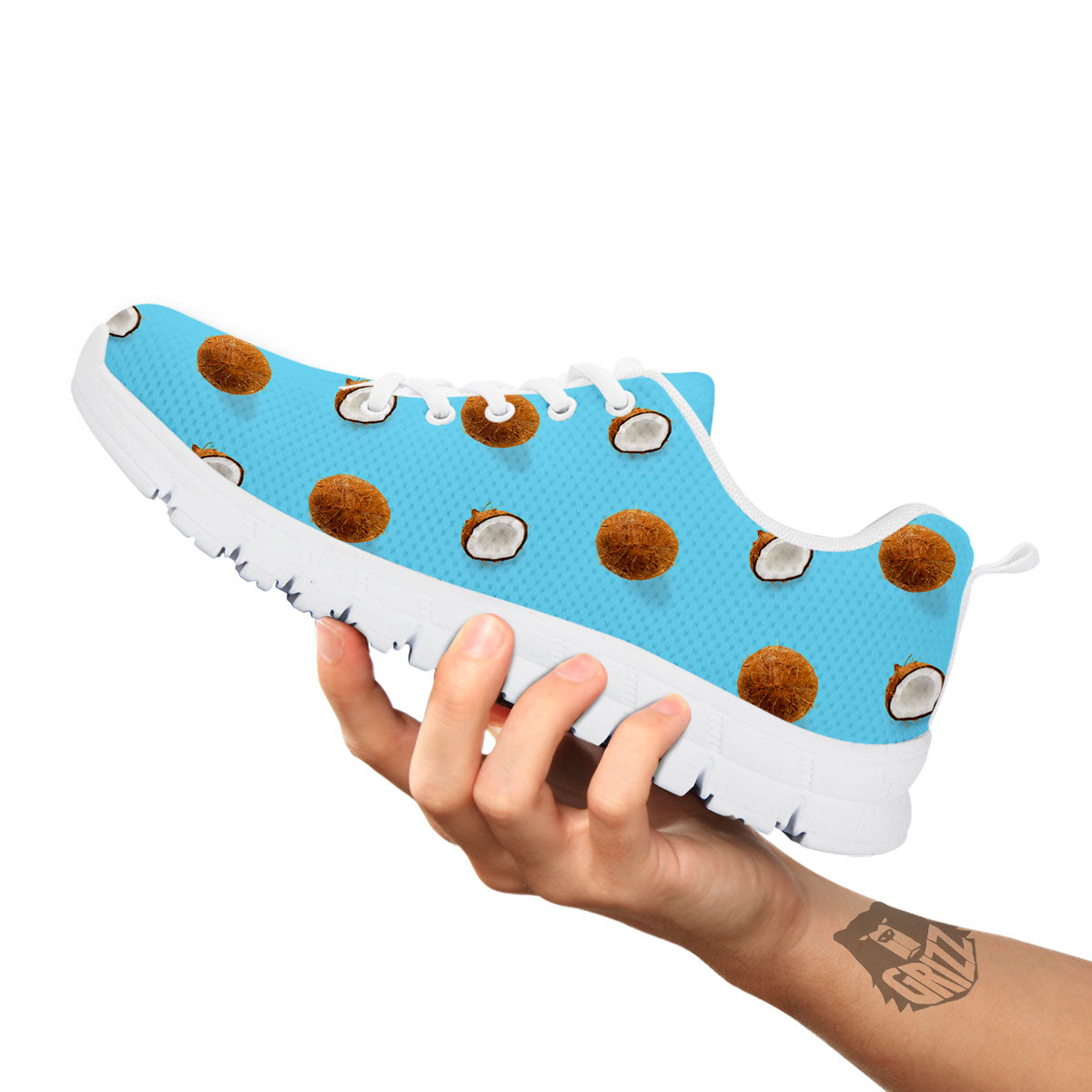 Coconut Blue Summer Print Pattern White Sneaker-grizzshop