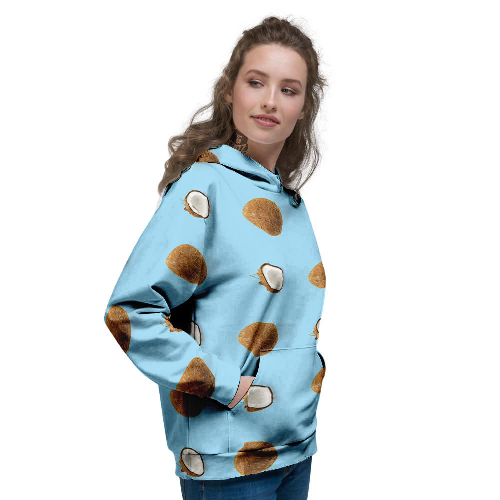 Coconut Blue Summer Print Pattern Women's Hoodie-grizzshop