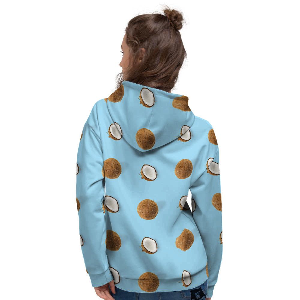 Coconut Blue Summer Print Pattern Women's Hoodie-grizzshop