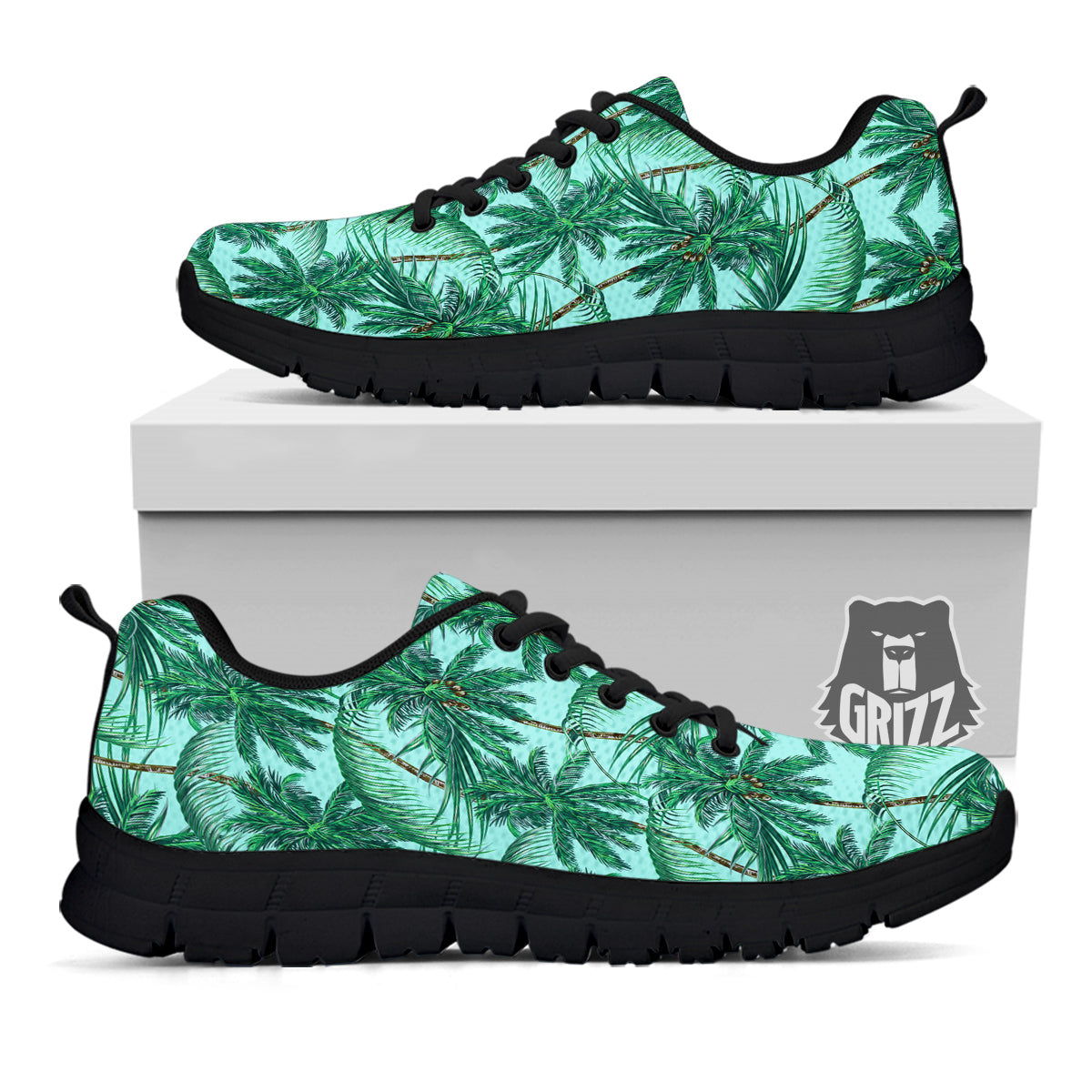 Coconut Leaf Print Black Sneaker-grizzshop