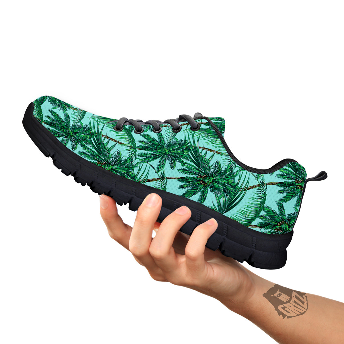 Coconut Leaf Print Black Sneaker-grizzshop