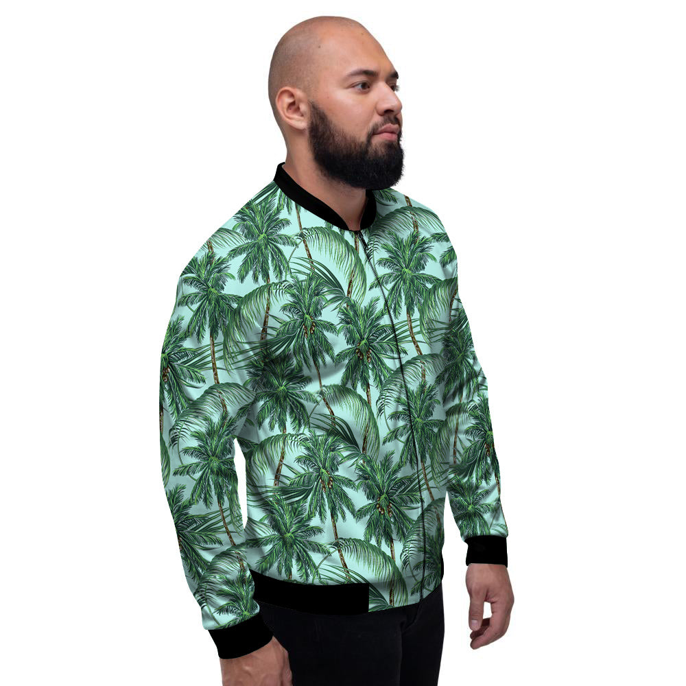 Coconut Leaf Print Men's Bomber Jacket-grizzshop