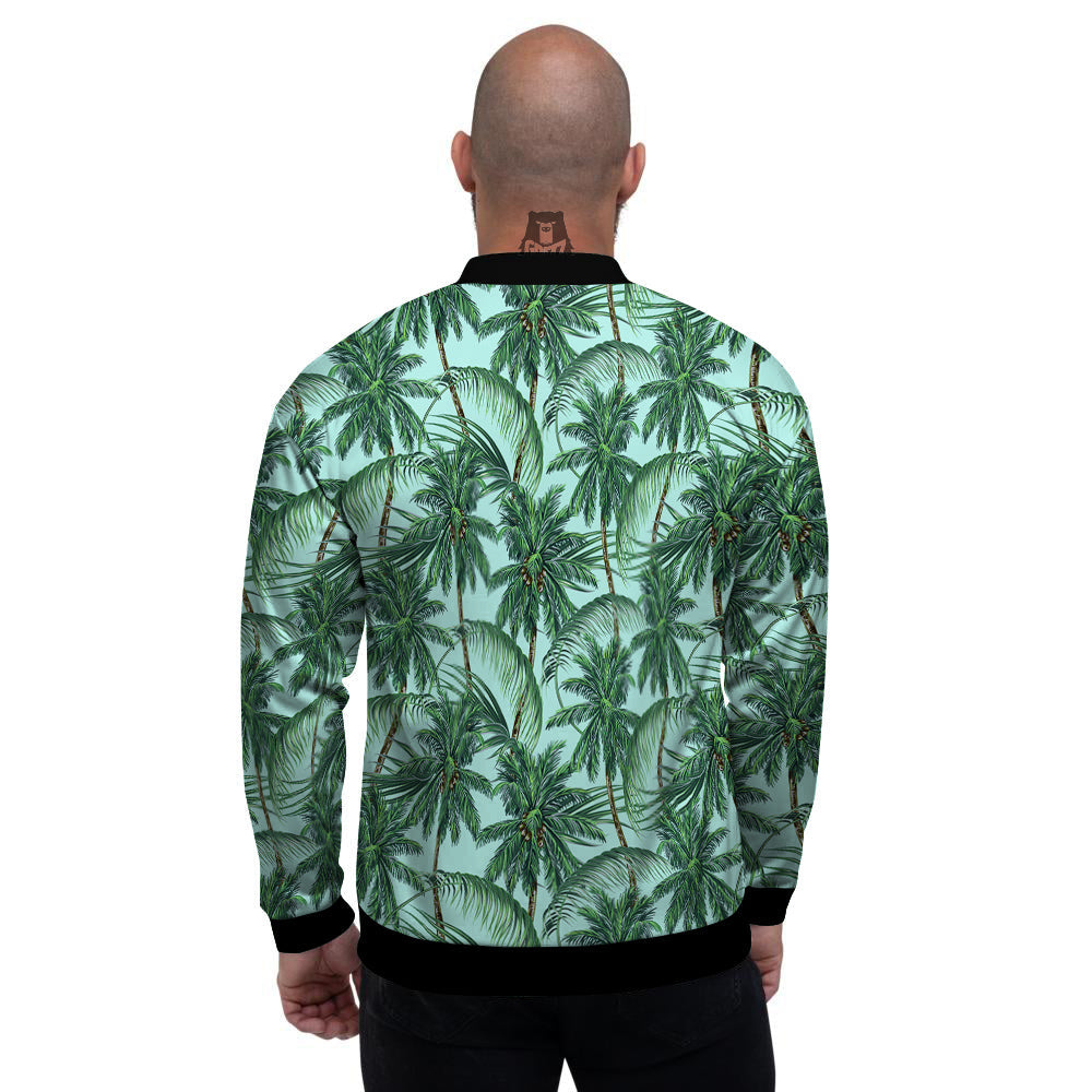 Coconut Leaf Print Men's Bomber Jacket-grizzshop