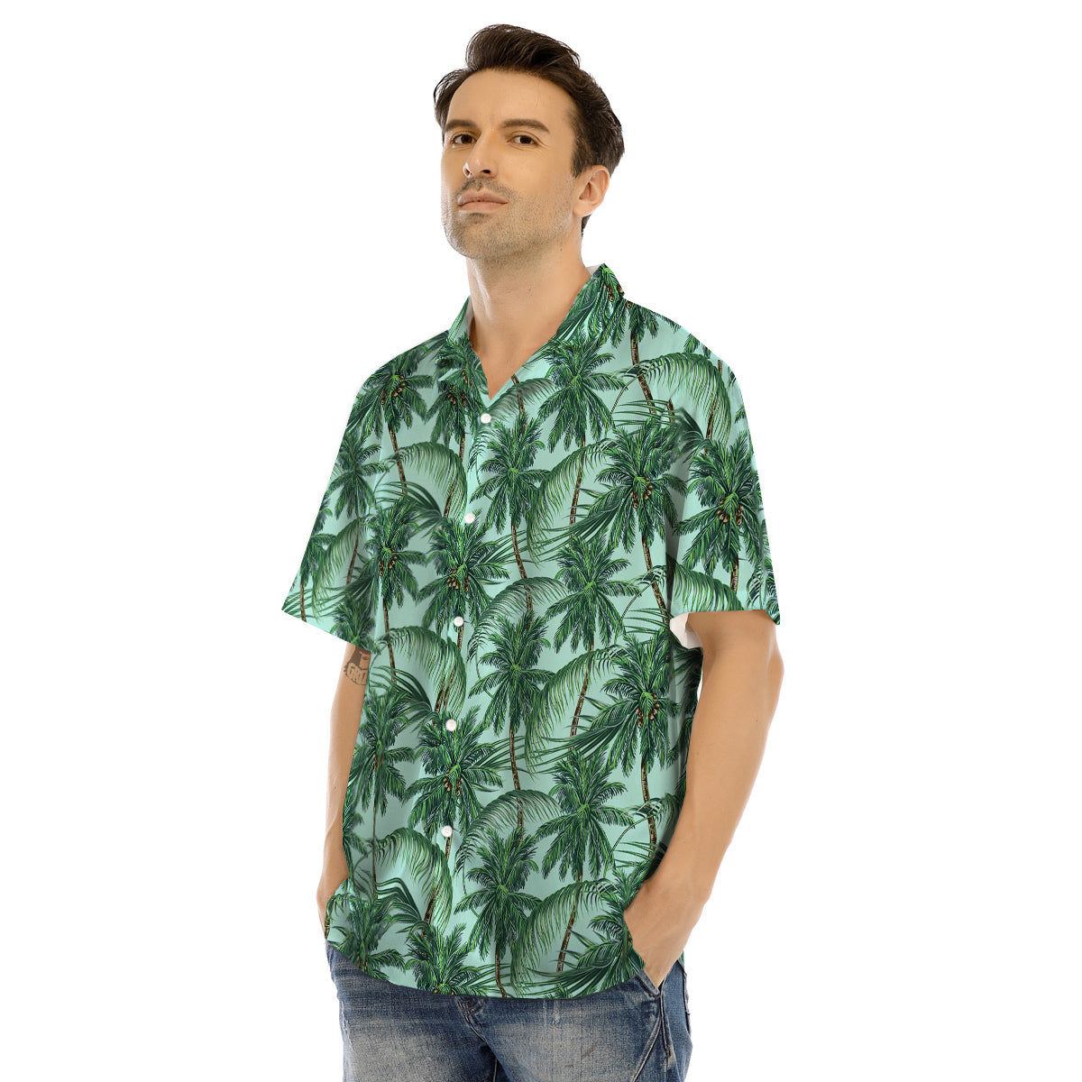 Coconut Leaf Print Men's Hawaiian Shirt-grizzshop