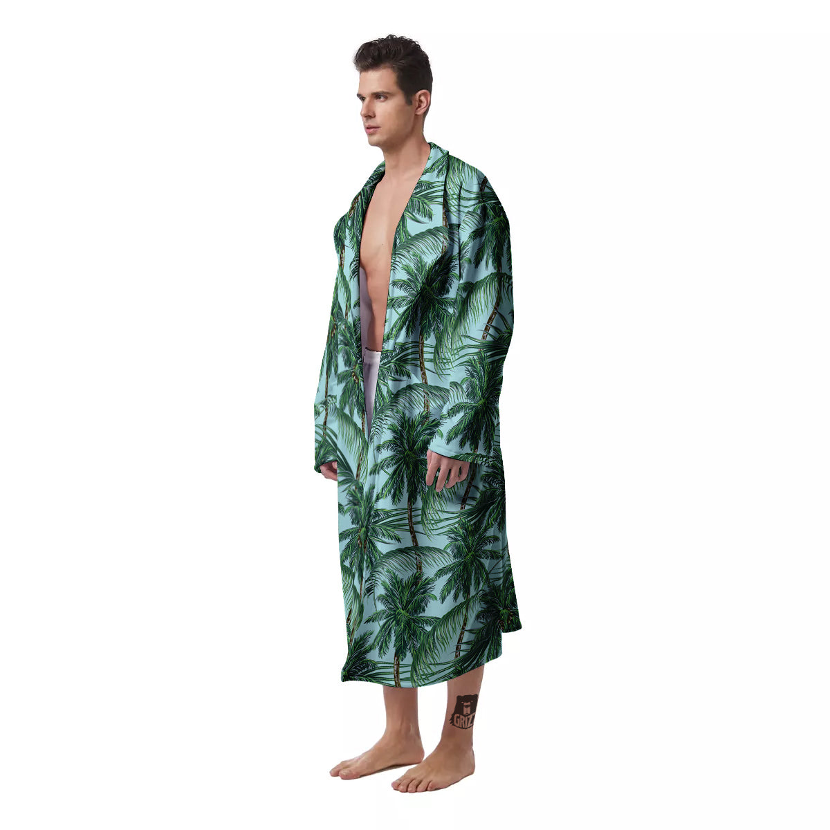 Coconut Leaf Print Men's Robe-grizzshop