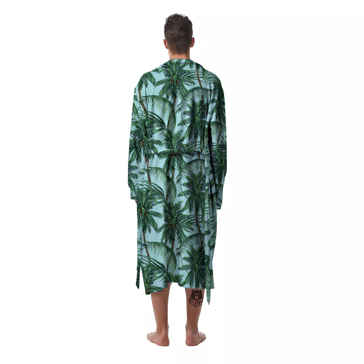 Coconut Leaf Print Men's Robe-grizzshop