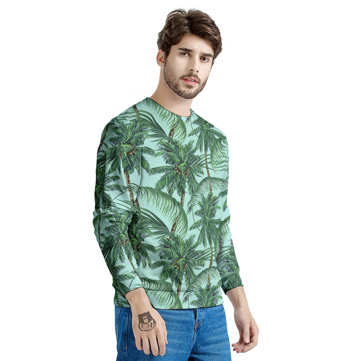Coconut Leaf Print Men's Sweatshirt-grizzshop