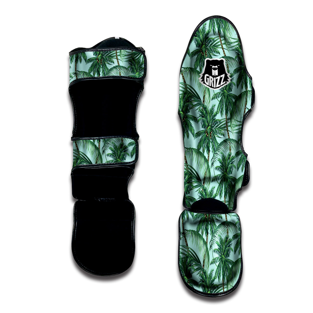 Coconut Leaf Print Muay Thai Shin Guards-grizzshop