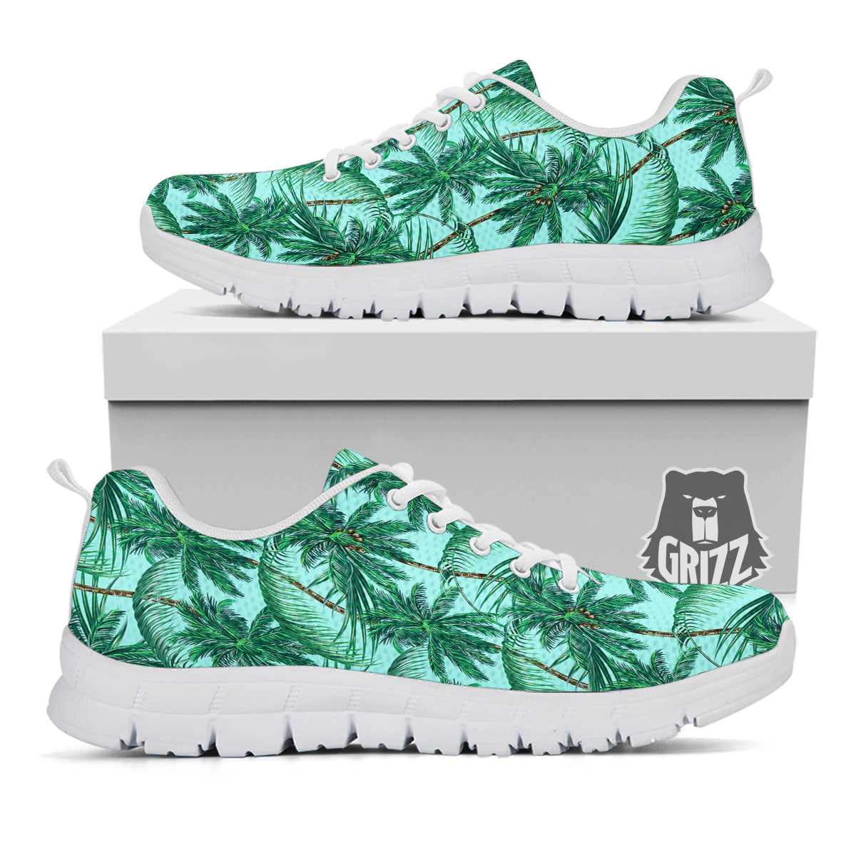 Coconut Leaf Print White Sneaker-grizzshop