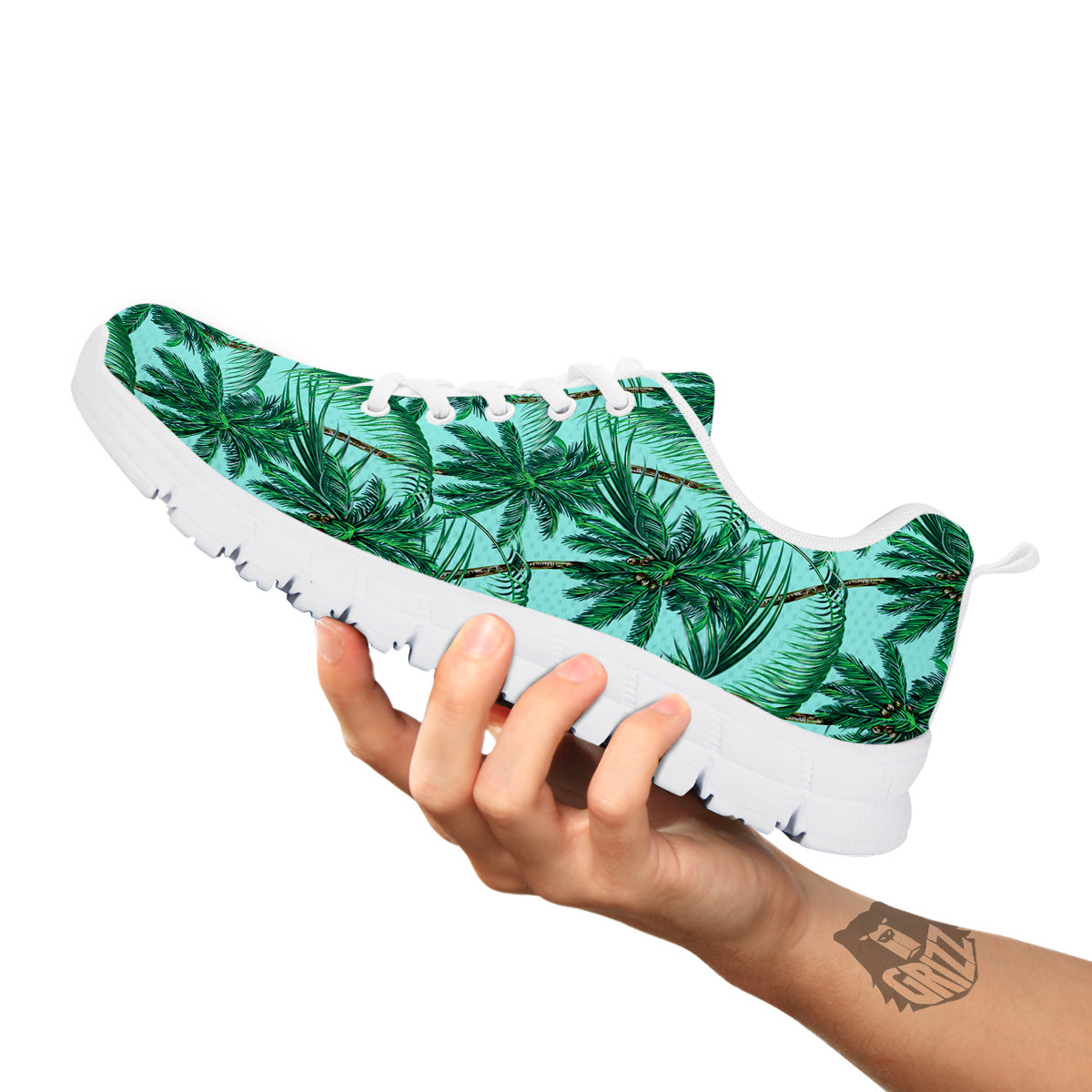 Coconut Leaf Print White Sneaker-grizzshop