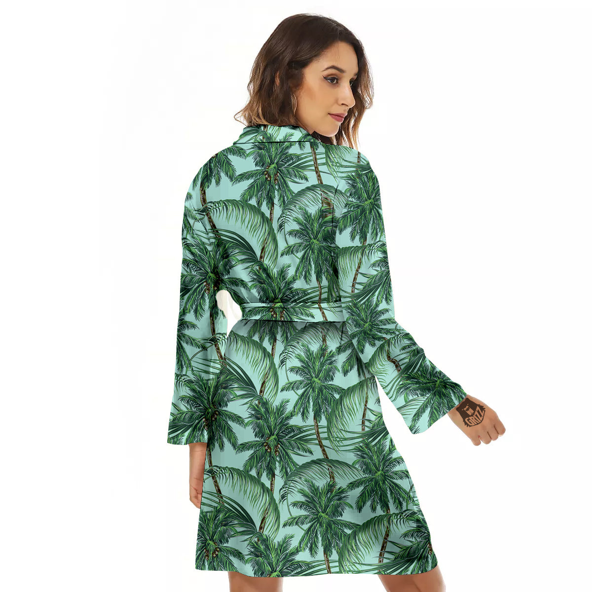 Coconut Leaf Print Women's Robe-grizzshop
