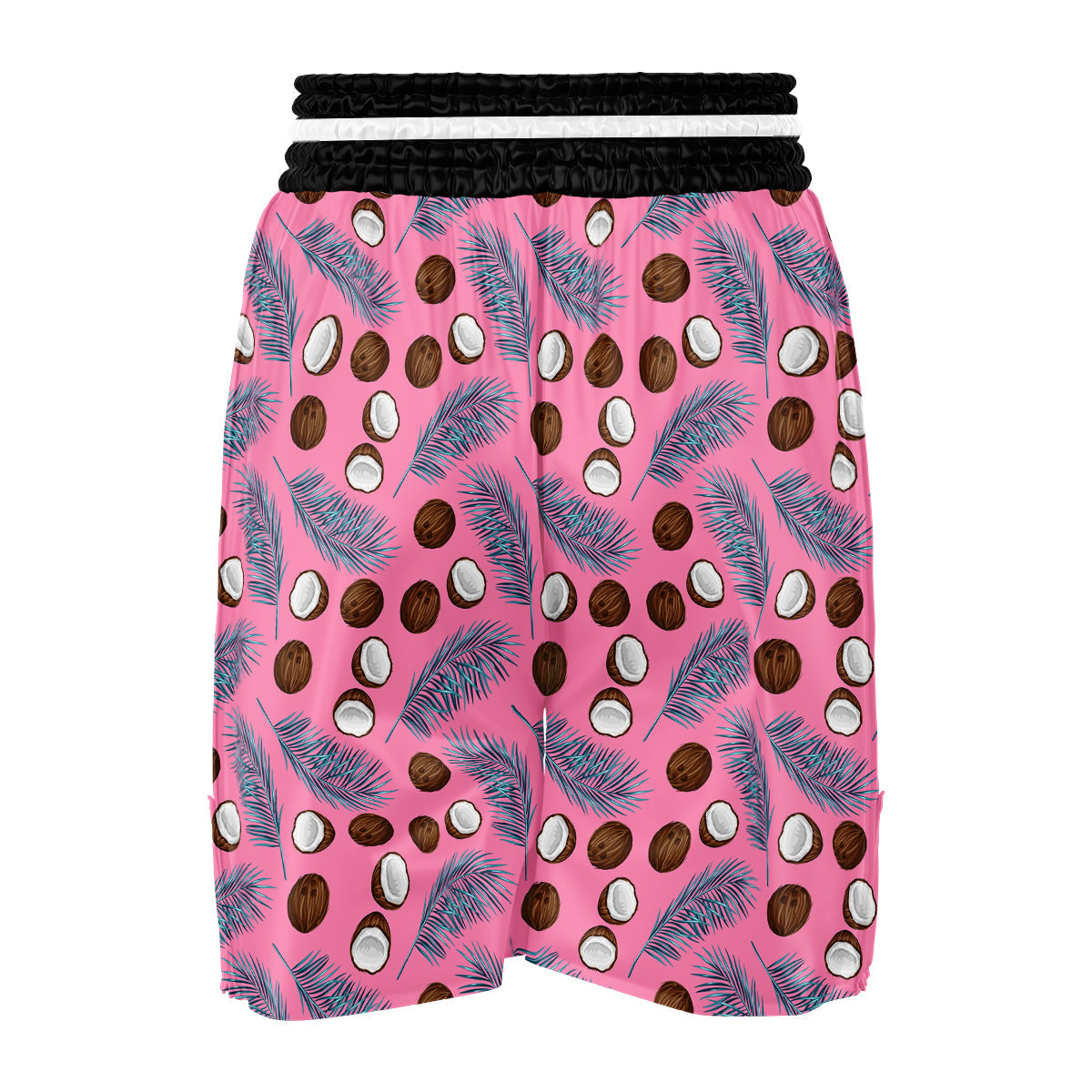 Coconut Pink And Palm Leaf Print Pattern Boxing Shorts-grizzshop
