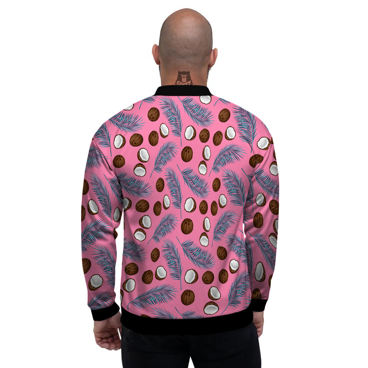 Coconut Pink And Palm Leaf Print Pattern Men's Bomber Jacket-grizzshop