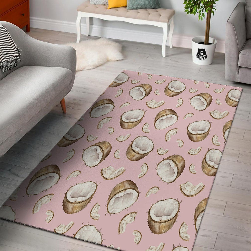 Coconut Pink Print Pattern Floor Mat-grizzshop