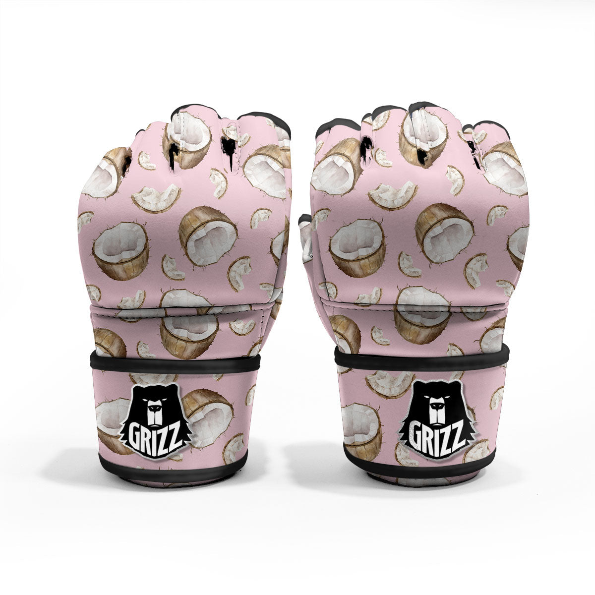 Coconut Pink Print Pattern MMA Gloves-grizzshop