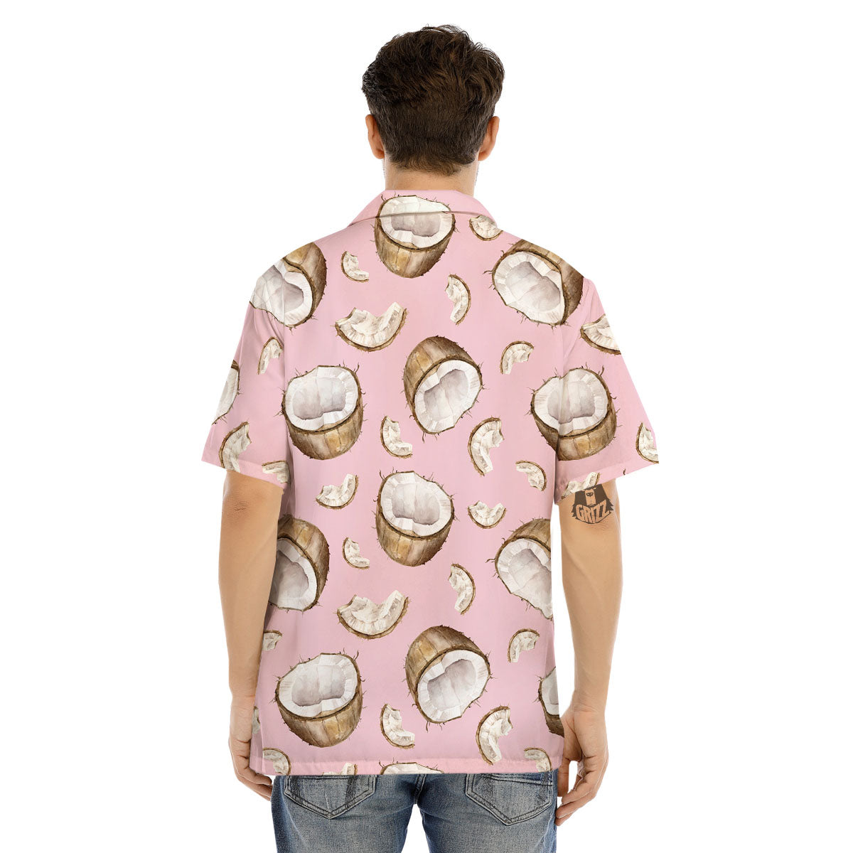 Coconut Pink Print Pattern Men's Hawaiian Shirt-grizzshop