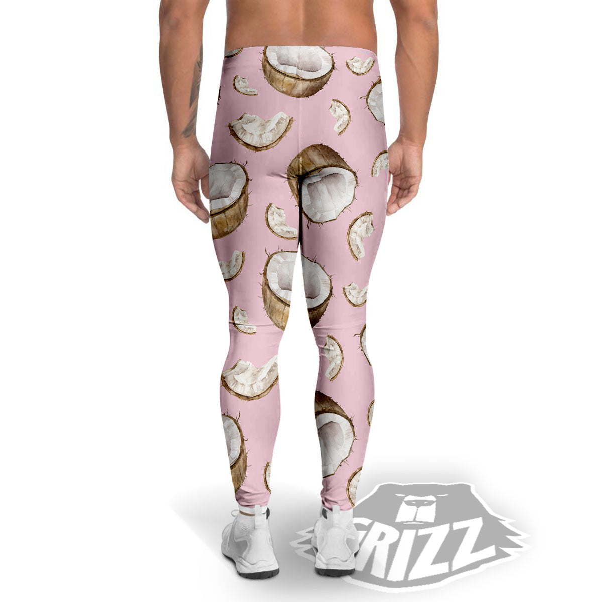 Coconut Pink Print Pattern Men's Leggings-grizzshop