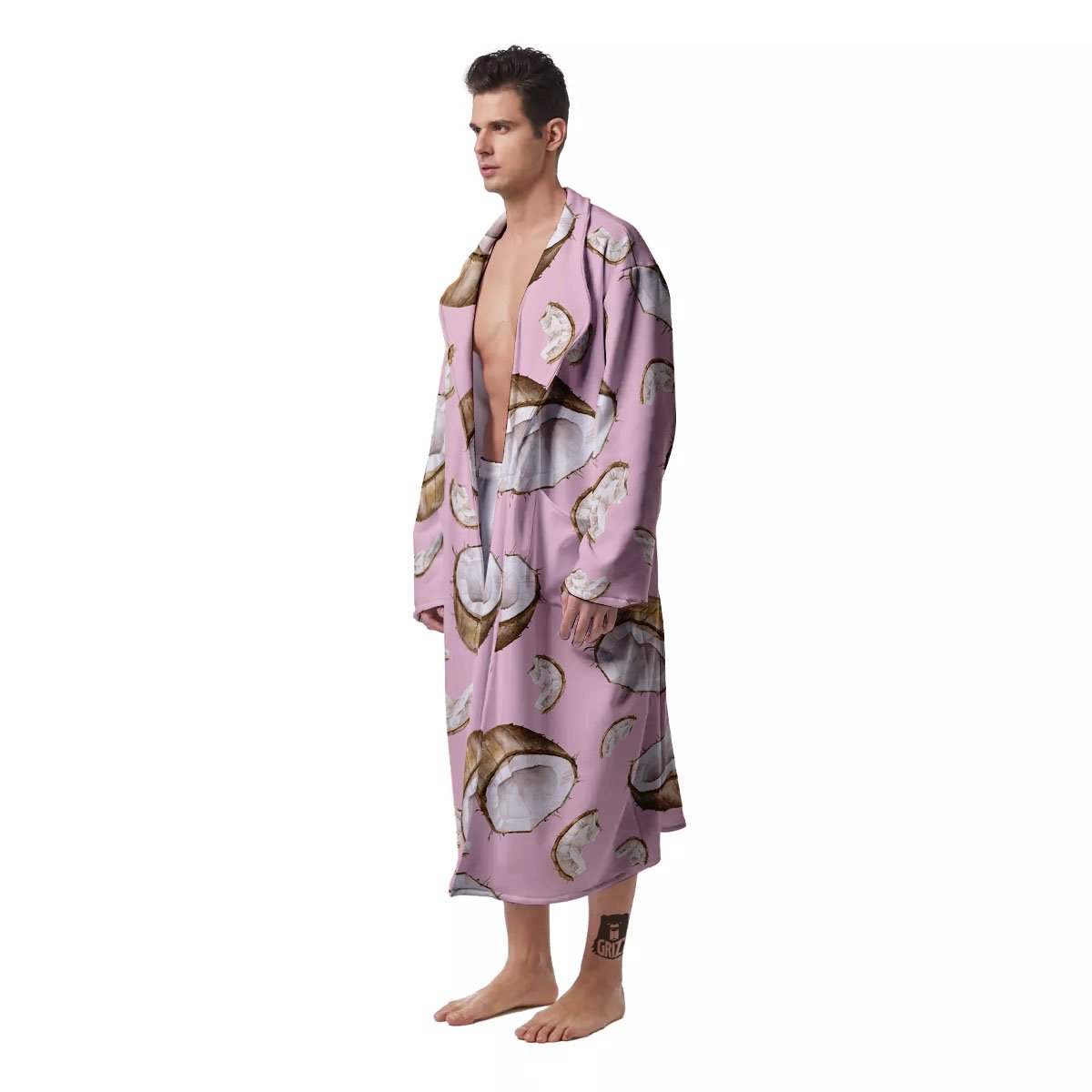 Coconut Pink Print Pattern Men's Robe-grizzshop