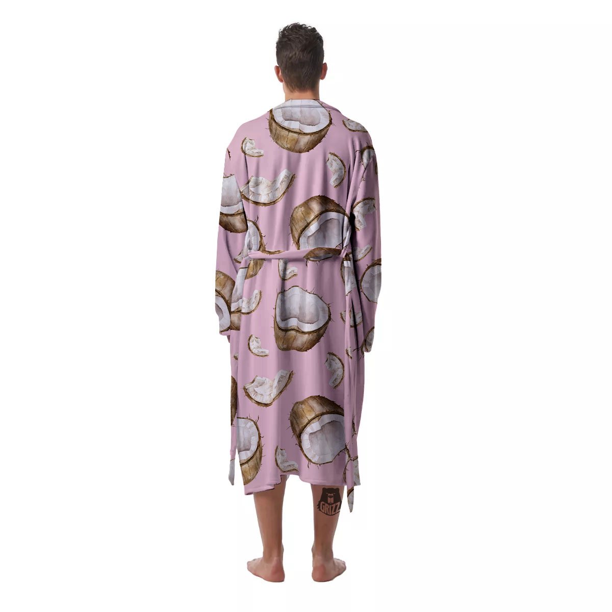 Coconut Pink Print Pattern Men's Robe-grizzshop