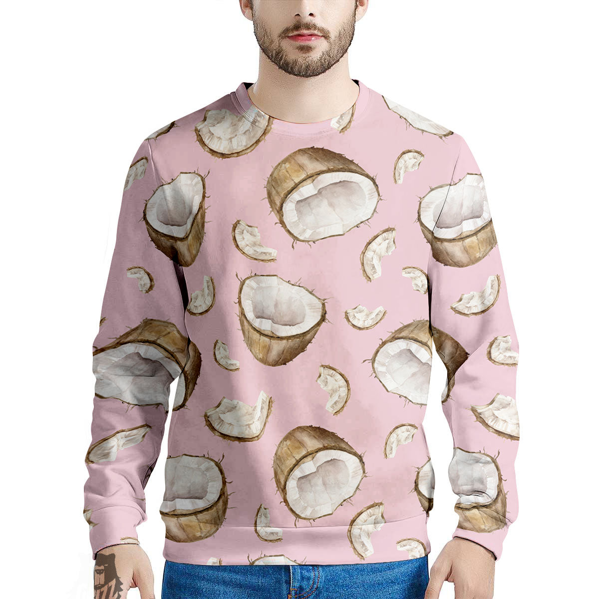 Coconut Pink Print Pattern Men's Sweatshirt-grizzshop