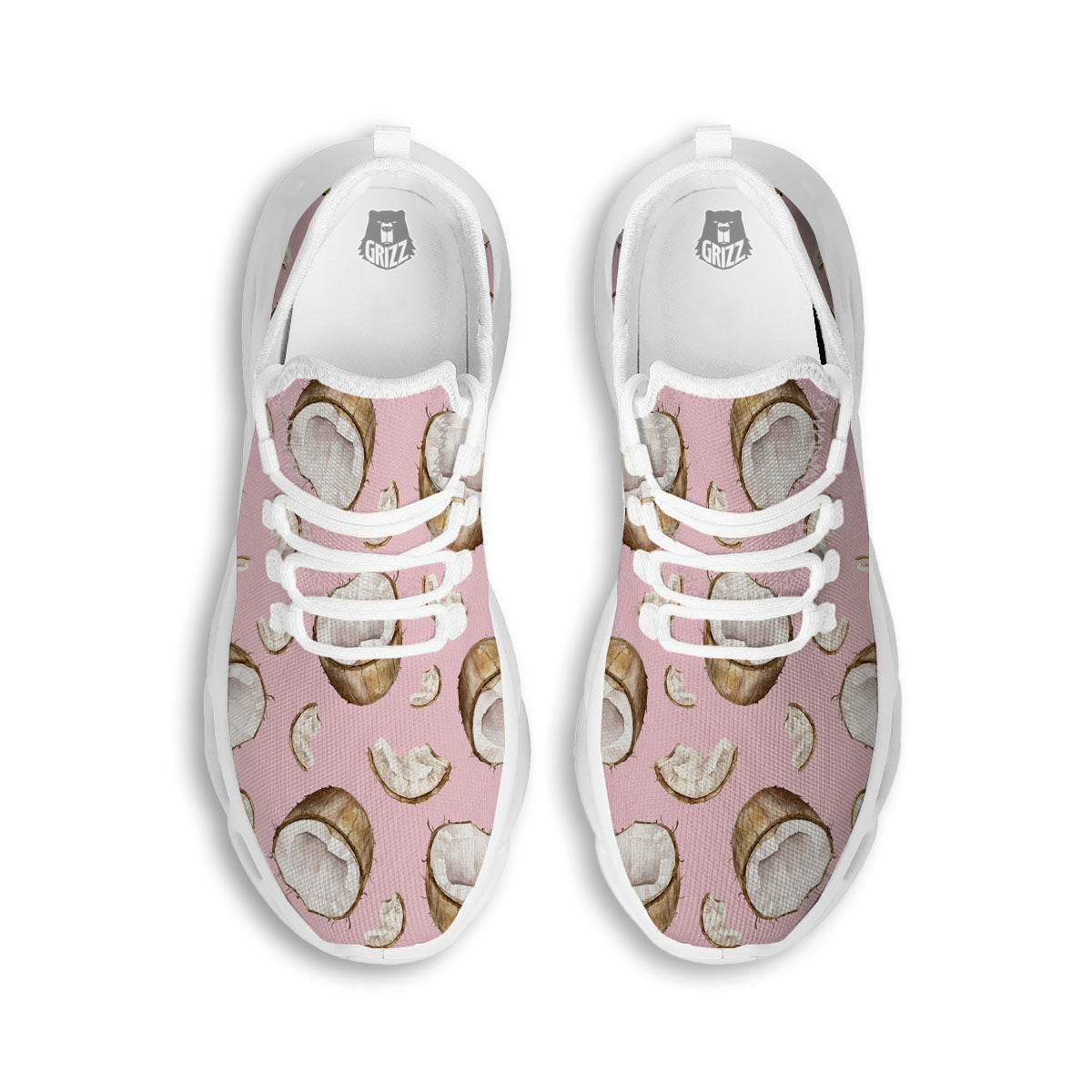 Coconut Pink Print Pattern White Running Shoes-grizzshop