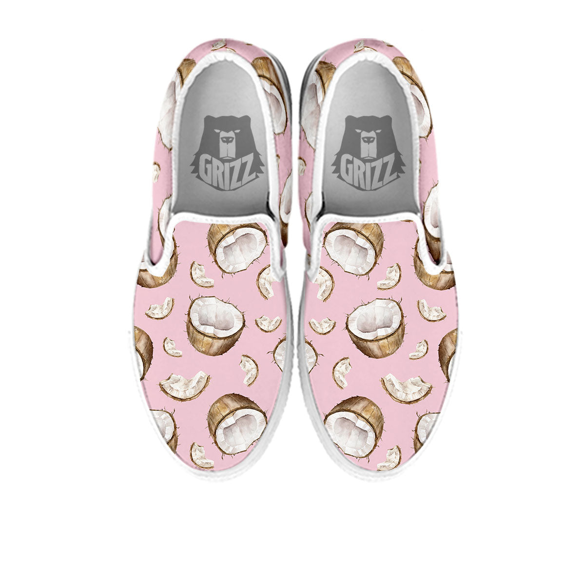 Coconut Pink Print Pattern White Slip On Shoes-grizzshop
