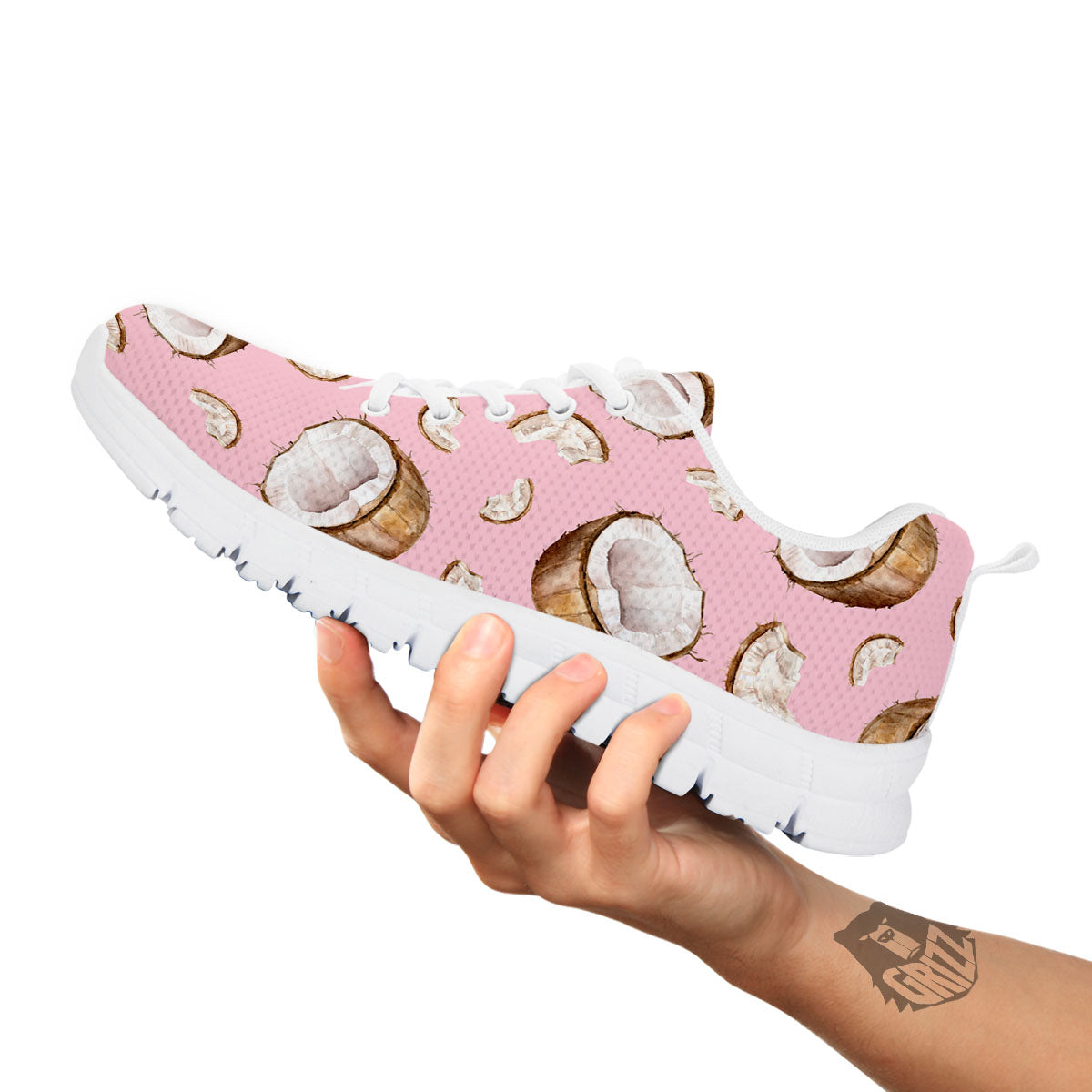 Coconut Pink Print Pattern White Sneaker-grizzshop