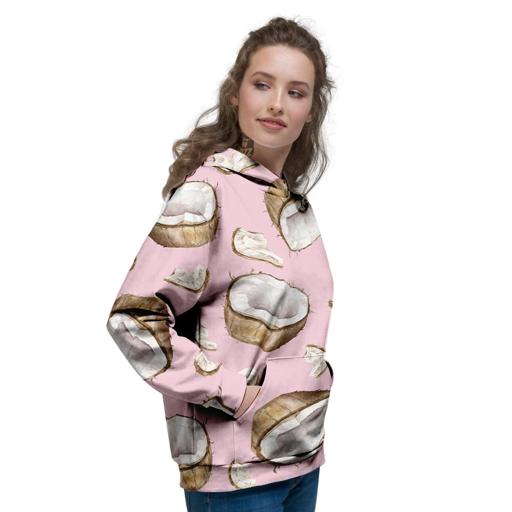 Coconut Pink Print Pattern Women's Hoodie-grizzshop