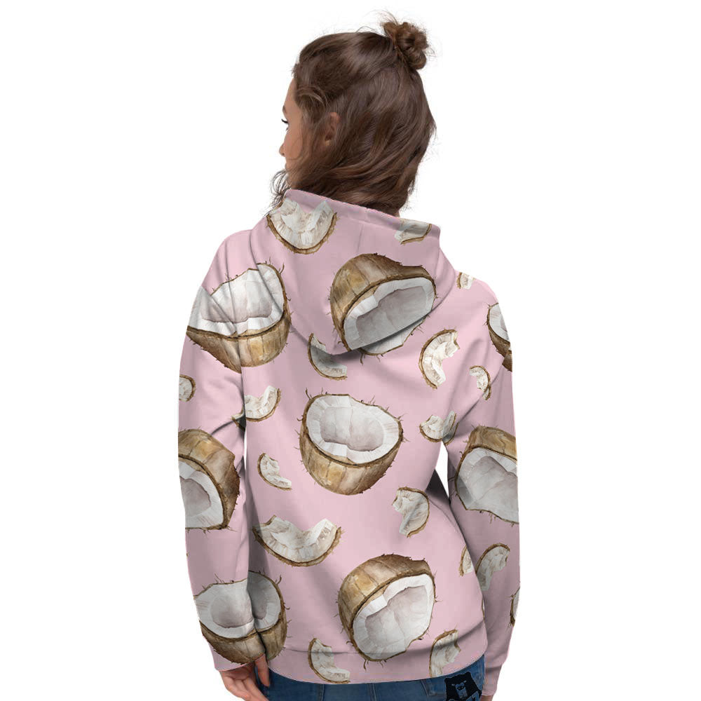 Coconut Pink Print Pattern Women's Hoodie-grizzshop
