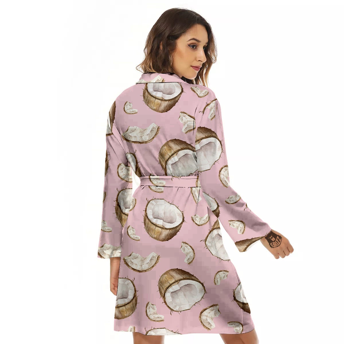 Coconut Pink Print Pattern Women's Robe-grizzshop