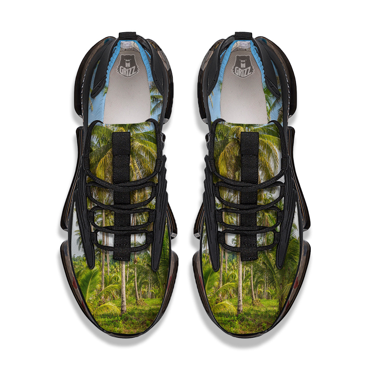 Coconut Tree Print Black Gym Shoes-grizzshop