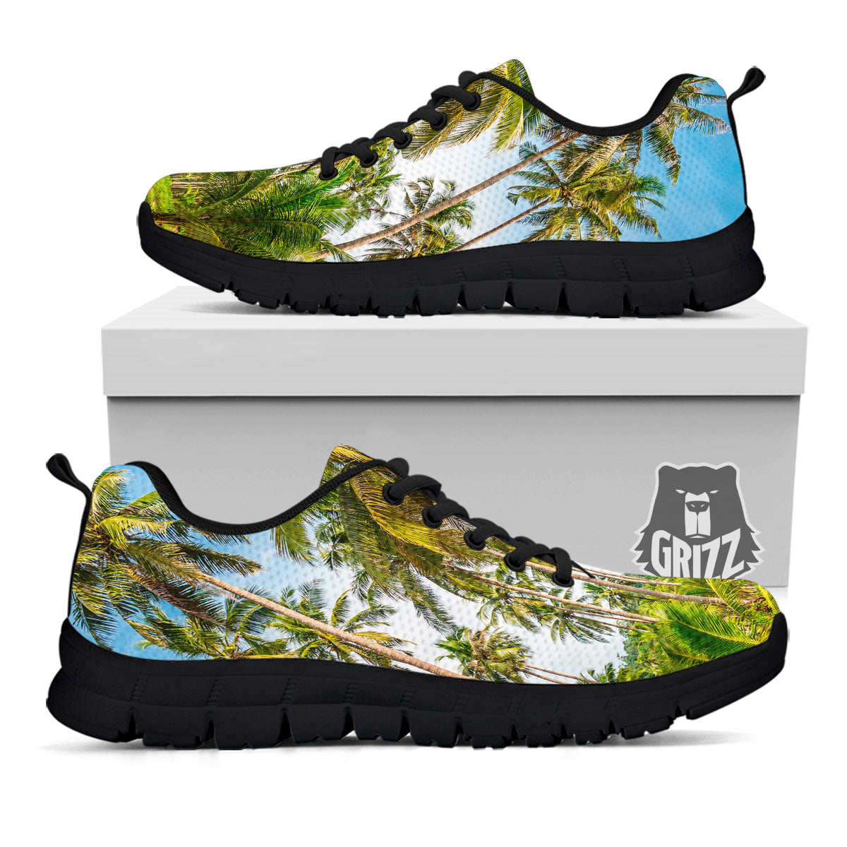Coconut Tree Print Black Sneaker-grizzshop