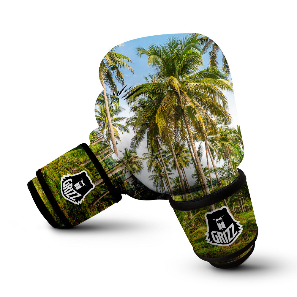Coconut Tree Print Boxing Gloves-grizzshop